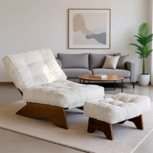 Accent Chair with Ottoman Adjustable Backrest