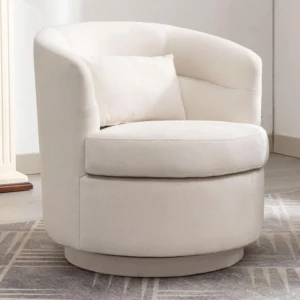 Swivel Accent Chair, 360° Round Barrel Armchair w/pillow, Soft & comfy