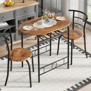 3Piece Dining Spacesaver Table Set for Kitchen Breakfast Nook