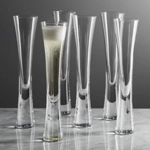 Champagne Glasses Set of 6,  Glitter Flutes