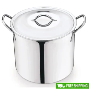 12 Qt Stainless Steel Stock Pot with Metal Lid Stay Cool Handles