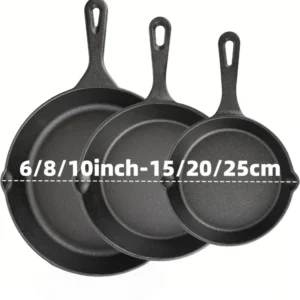 3PCS Pre-Seasoned Cast Iron Skillet Set, Pans for Oven, Grill and Campfire