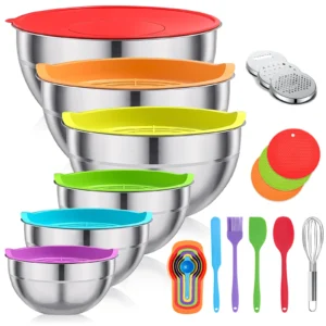 29-Piece Stainless Steel Mixing Bowl Set, Premium Kithen Essentials for Mixing and Serving - Non-Slip