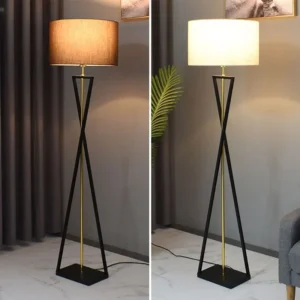 Nordic Modern Drum Shade Floor Lamp with Iron Base