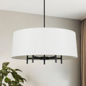 5-Light Modern Drum Chandelier and Canvas Shade