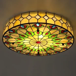 Vintage Art Deco Stained Glass Ceiling Fixture