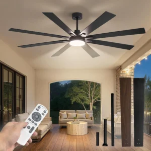 72" Industrial Ceiling Fan with Lights & Remote, Reversible DC Motor