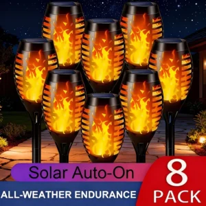 8-Pack Color-Changing Solar Torch Pathway Lights