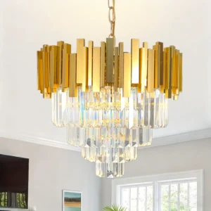Modern Gold 4-Tier K9 Crystal Chandelier