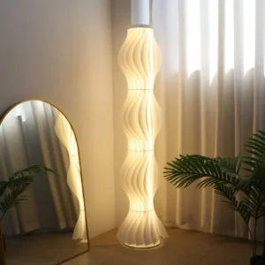 Luvodi Dimmable LED Tall Floor Lamp – Modern Curved Standing Light for Living Room & Bedroom
